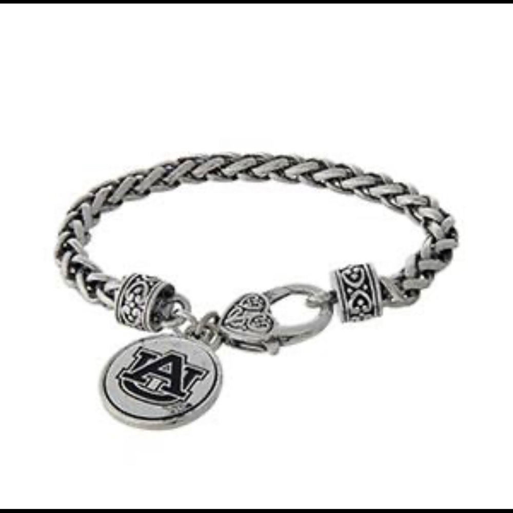 Auburn University Silver tone braided bracelet